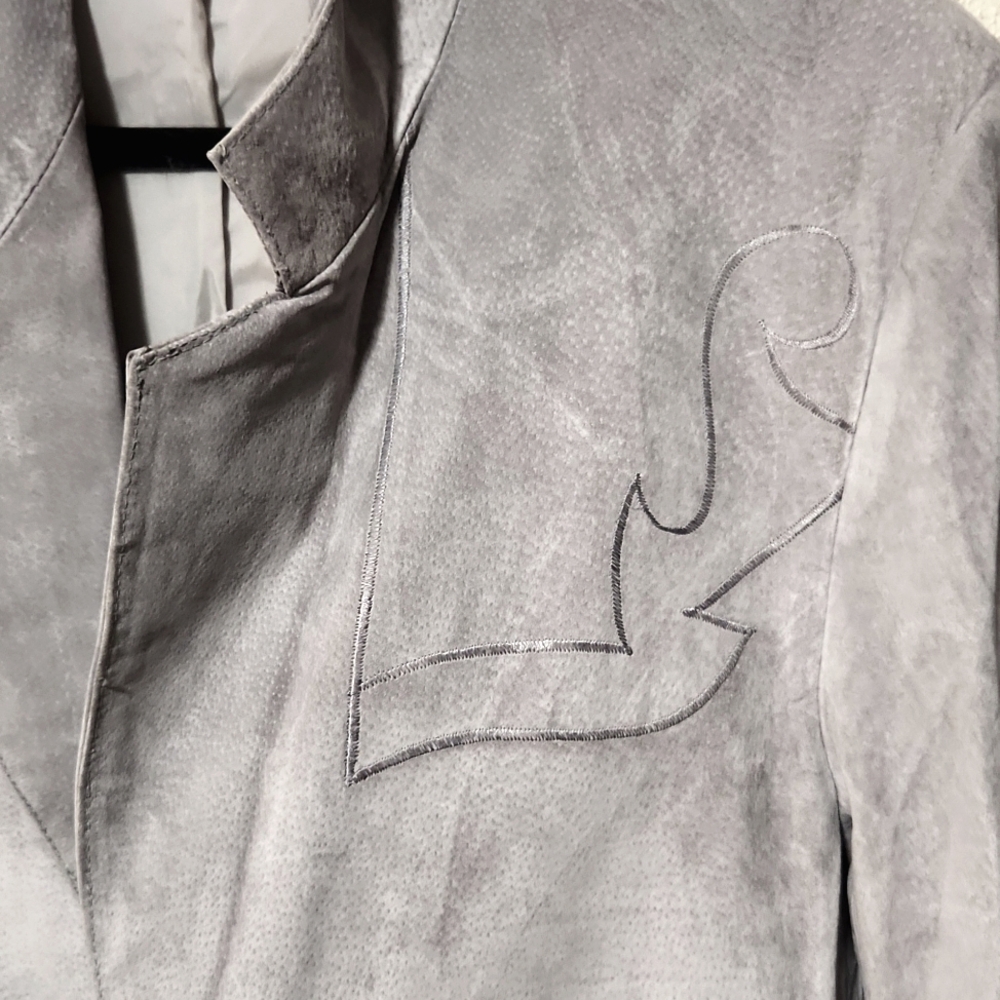 Pioneer Wear Vintage 70's 100% Suede Boar Skin Gray Blazer Jacket EUC Size 42L - Picture 12 of 16